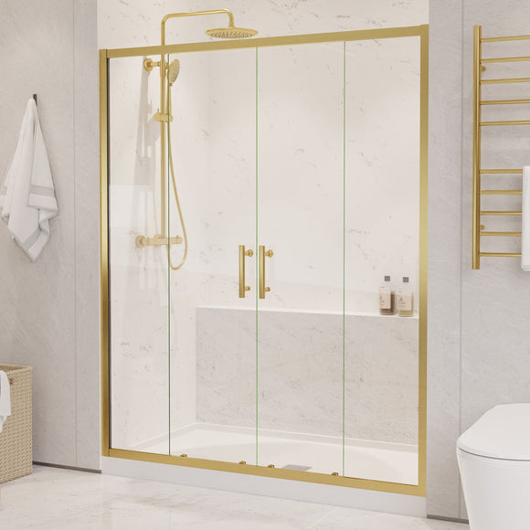 ANZZI Enchant 70-in. x 60.4-in. Framed Sliding Shower Door in Brushed Gold