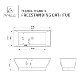 ANZZI FT-AZ509 Crema 5.9 ft. Solid Surface Center Drain Freestanding Bathtub in Matte White