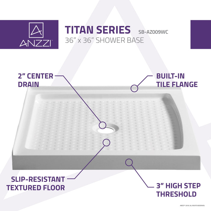 ANZZI SB-AZ009WC Titan Series 36" x 36" Shower Base in White