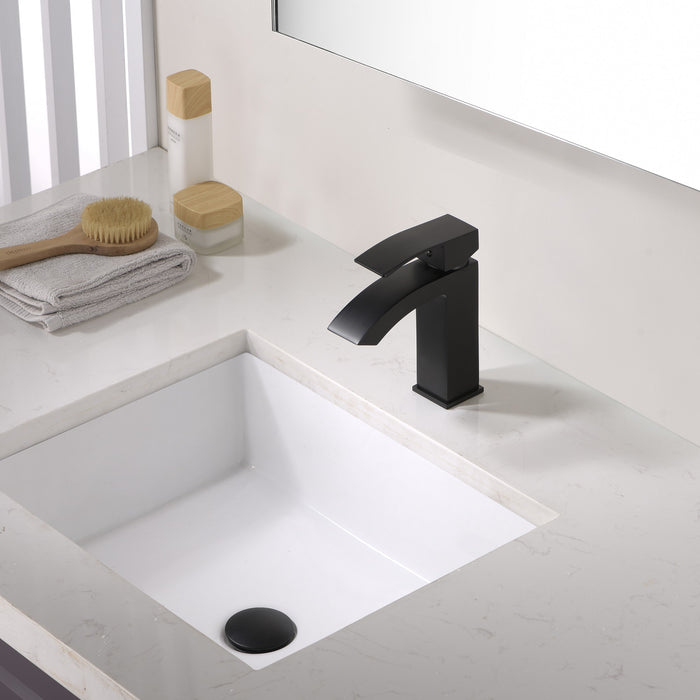 ANZZI L-AZ037MB Revere Series Single Hole Single-Handle Low-Arc Bathroom Faucet in Matte Black