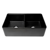 ALFI Brand ABFS3320D-BM Black Matte Workstation 33" x 20" Double Bowl Step Rim Fireclay Farm Sink