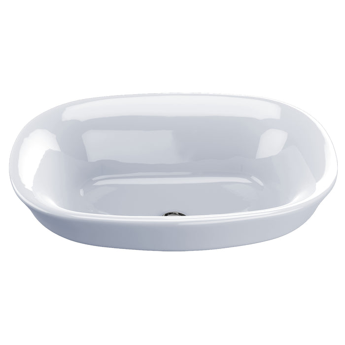 TOTO Maris Oval Semi-Recessed Vessel Bathroom Sink with CeFiONtect, Cotton White - LT480G#01