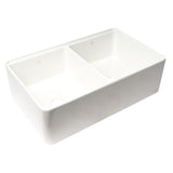 ALFI Brand ABFS3320D-W White 33" x 20" Workstation Double Bowl Step Rim Fireclay Farm Sink