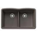 Blanco 443106 Diamond SILGRANIT 32" 50/50 Double Bowl Undermount Kitchen Sink with Low Divide - Volcano Gray