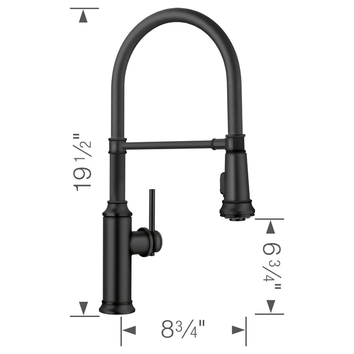 Blanco 443022 Empressa Semi-Pro Pull-Down Dual-Spray Kitchen Faucet - Matte Black