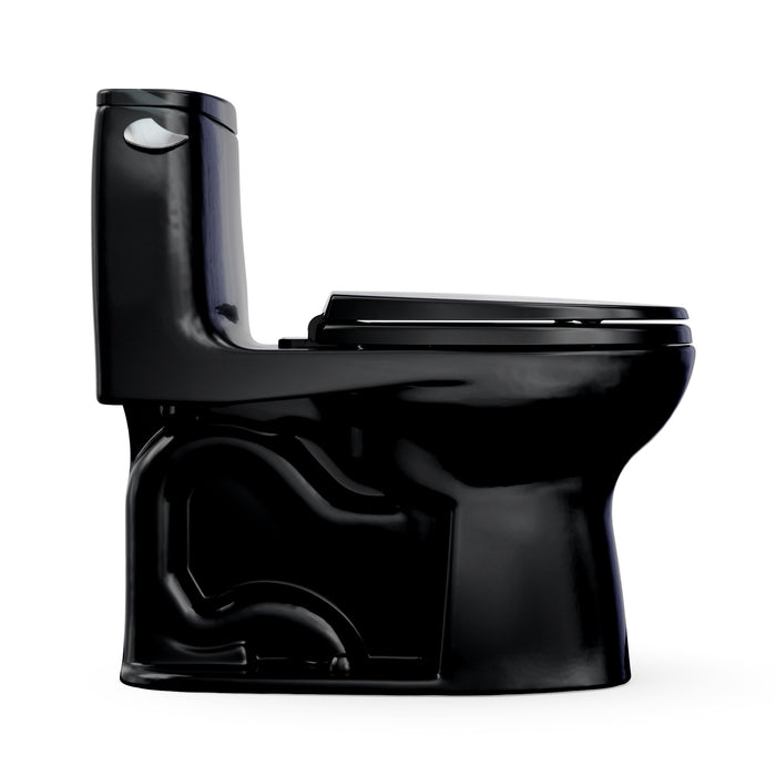 TOTO MS608114CEF#51 UltraMax One-Piece Elongated 1.28 GPF Universal Height Toilet with Seat, Ebony (Black)