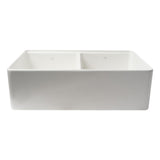 ALFI Brand ABFS3320D-W White 33" x 20" Workstation Double Bowl Step Rim Fireclay Farm Sink