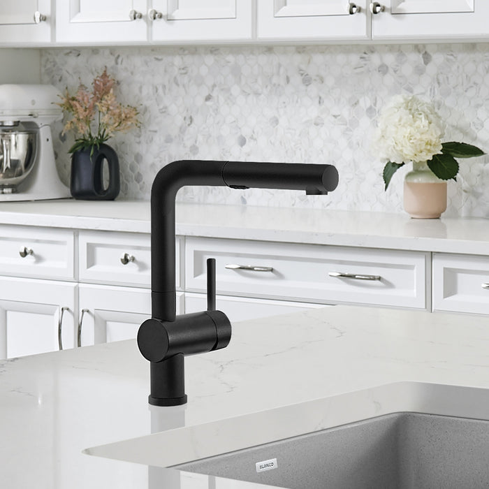 Blanco 526367 Linus Low Arc Pull-Out Dual-Spray Kitchen Faucet - Anthracite