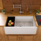 ALFI Brand AB33FARM-W White 33" Granite Composite Single Bowl Drop-in Farm Sink