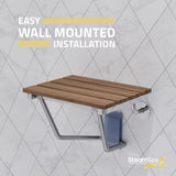 SteamSpa SS-F Fit 14.96" Teak Wall Mounted Folding Shower Seat