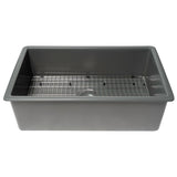 ALFI Brand ABF3219SUD-GM Grey Matte 32" x 19" Fireclay Single Bowl Kitchen Sink with Grid