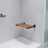 ANZZI AC-AZ202MB Bohemian 18.7" Teak Wall Mounted Folding Shower Seat in Matte Black