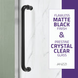 ANZZI SD-AZ8077-02MB Leon Series 60" by 76" Frameless Sliding Shower Door in Matte Black with Handle