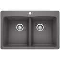 Blanco 441466 Diamond SILGRANIT 33" 50/50 Double Bowl Dual Mount Kitchen Sink - Cinder