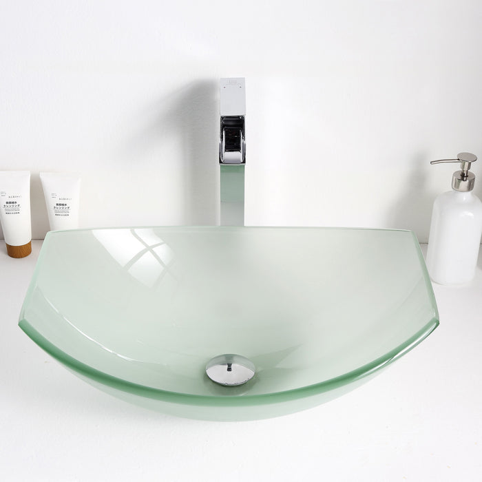 ANZZI LS-AZ8127 Magician Series Deco-Glass Vessel Sink in Lustrous Frosted