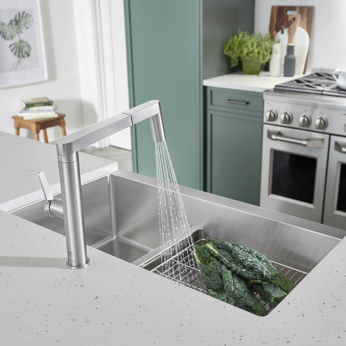 Blanco 525242 Quatrus R15 33" 60/40 Double Bowl Apron-Front Stainless Steel Farmhouse Sink