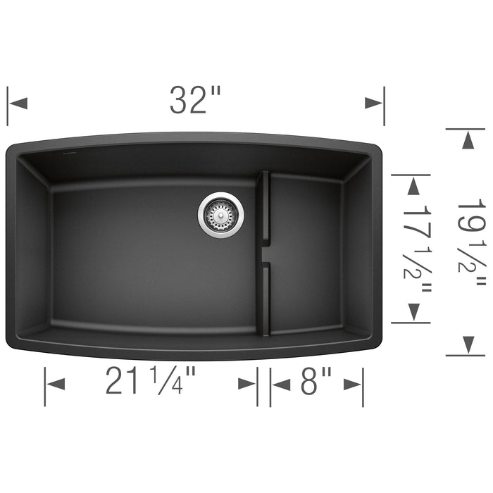 Blanco 440064 Performa Cascade SILGRANIT 32" Single Bowl Undermount Kitchen Sink in Anthracite