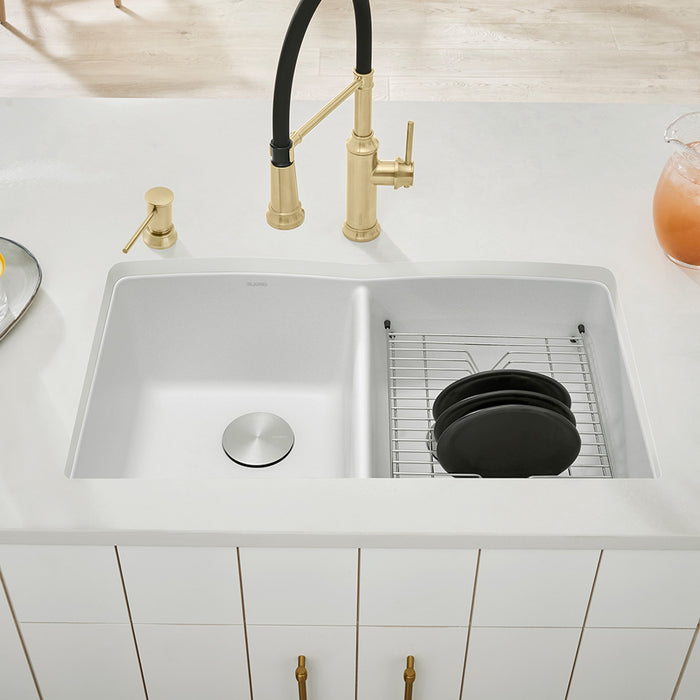 Blanco 440185 Diamond SILGRANIT 32" 50/50 Double Bowl Undermount Kitchen Sink - White