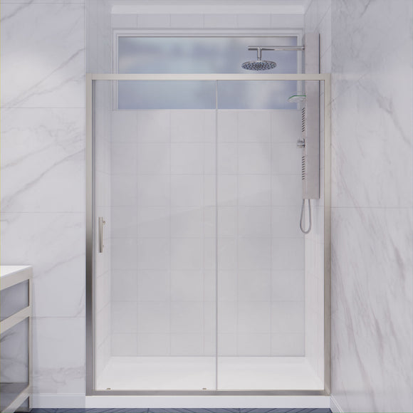 Halberd 48 in. x 72 in. Framed Shower Door in Brushed Nickel