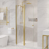 ANZZI Romance 72-in. x 33.5-in. Frameless Swinging Shower Door in Brushed Gold