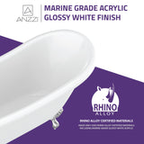 ANZZI FT-CF131FAFT-CH 67.32" Diamante Slipper-Style Acrylic Claw Foot Tub in White