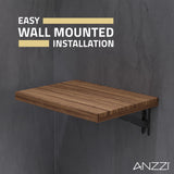 ANZZI AC-AZ8209 Shoren 16.93" Teak Wall Mounted Folding Shower Seat