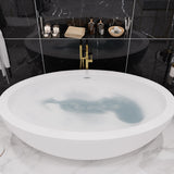 ANZZI FT-AZ8415 Kekehun 6.3 ft. Solid Surface Center Drain Freestanding Bathtub in Matte White