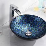 ANZZI LS-AZ198 Mosaic Series Vessel Sink in Blue/Gold Mosaic