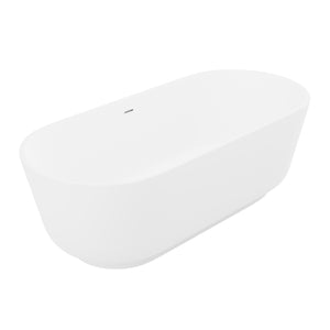 Badi 5.9 ft. Solid Surface Center Drain Freestanding Bathtub in Matte White