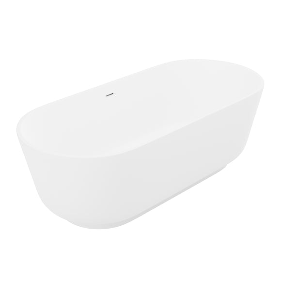 Badi 5.9 ft. Solid Surface Center Drain Freestanding Bathtub in Matte White