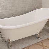 ANZZI FT-CF131LXFT-CH 67.32" Diamante Slipper-Style Acrylic Claw Foot Tub in White