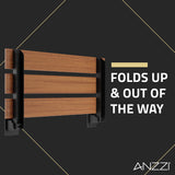 ANZZI AC-AZ202MB Bohemian 18.7" Teak Wall Mounted Folding Shower Seat in Matte Black