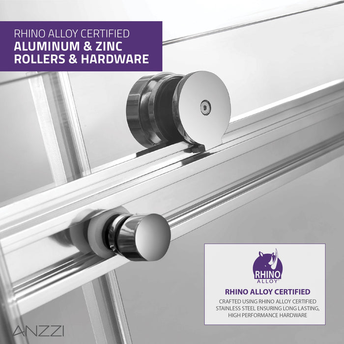 ANZZI SD-FRLS05801CH Kahn Series 48" x 76" Frameless Sliding Shower Door with Horizontal Handle in Chrome