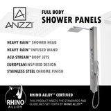 ANZZI SP-AZ015 Lann 53" 3-Jetted Full Body Shower Panel with Heavy Rain Showerhead and Spray Wand in Chrome