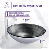 ANZZI LS-AZ8188 Tara Series Deco-Glass Vessel Sink in Precious Storm