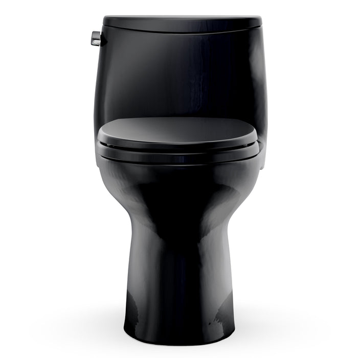 TOTO MS608114CEF#51 UltraMax One-Piece Elongated 1.28 GPF Universal Height Toilet with Seat, Ebony (Black)