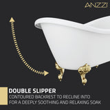 ANZZI FT-AZ132BG Falco 5.8 ft. Acrylic Freestanding Soaking Bathtub in Glossy White with Brushed Gold Feet