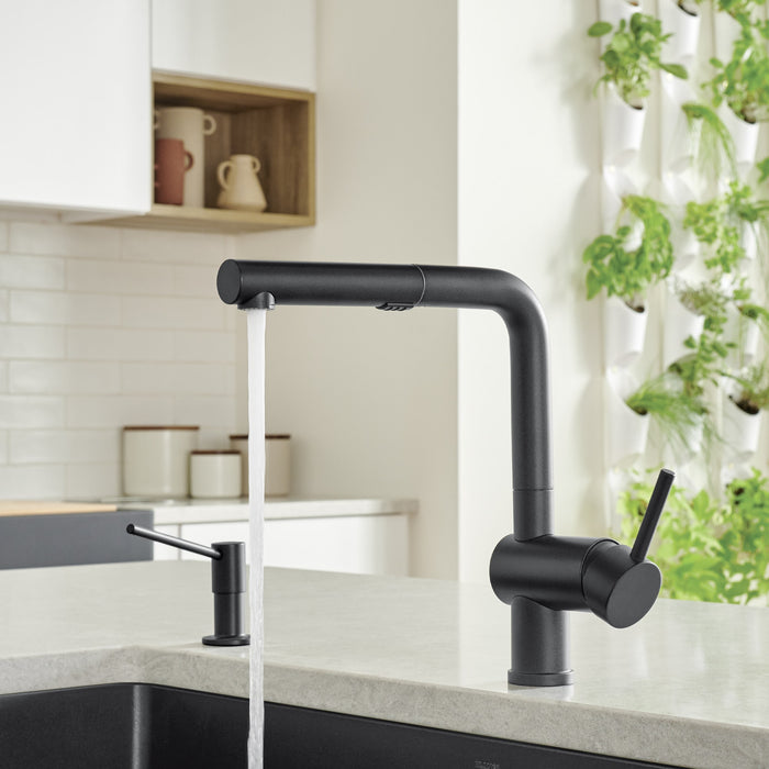 Blanco 526374 Linus Low Arc Pull-Out Dual-Spray Kitchen Faucet - Coal Black