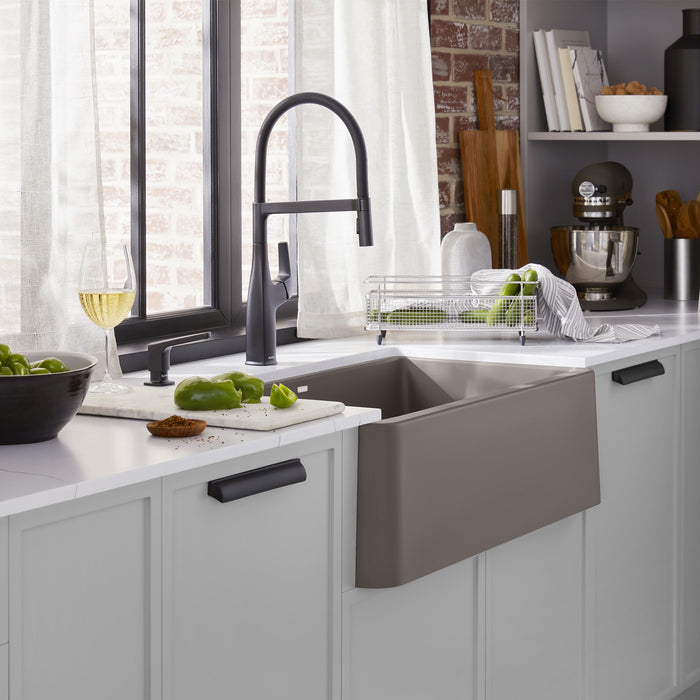 Blanco 443114 Ikon SILGRANIT 33" Single Bowl Apron-Front Farmhouse Sink - Volcano Gray