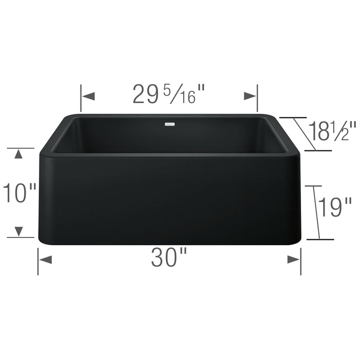 Blanco 402576 Ikon SILGRANIT 30" Single Bowl Apron-Front Farmhouse Sink - Coal Black