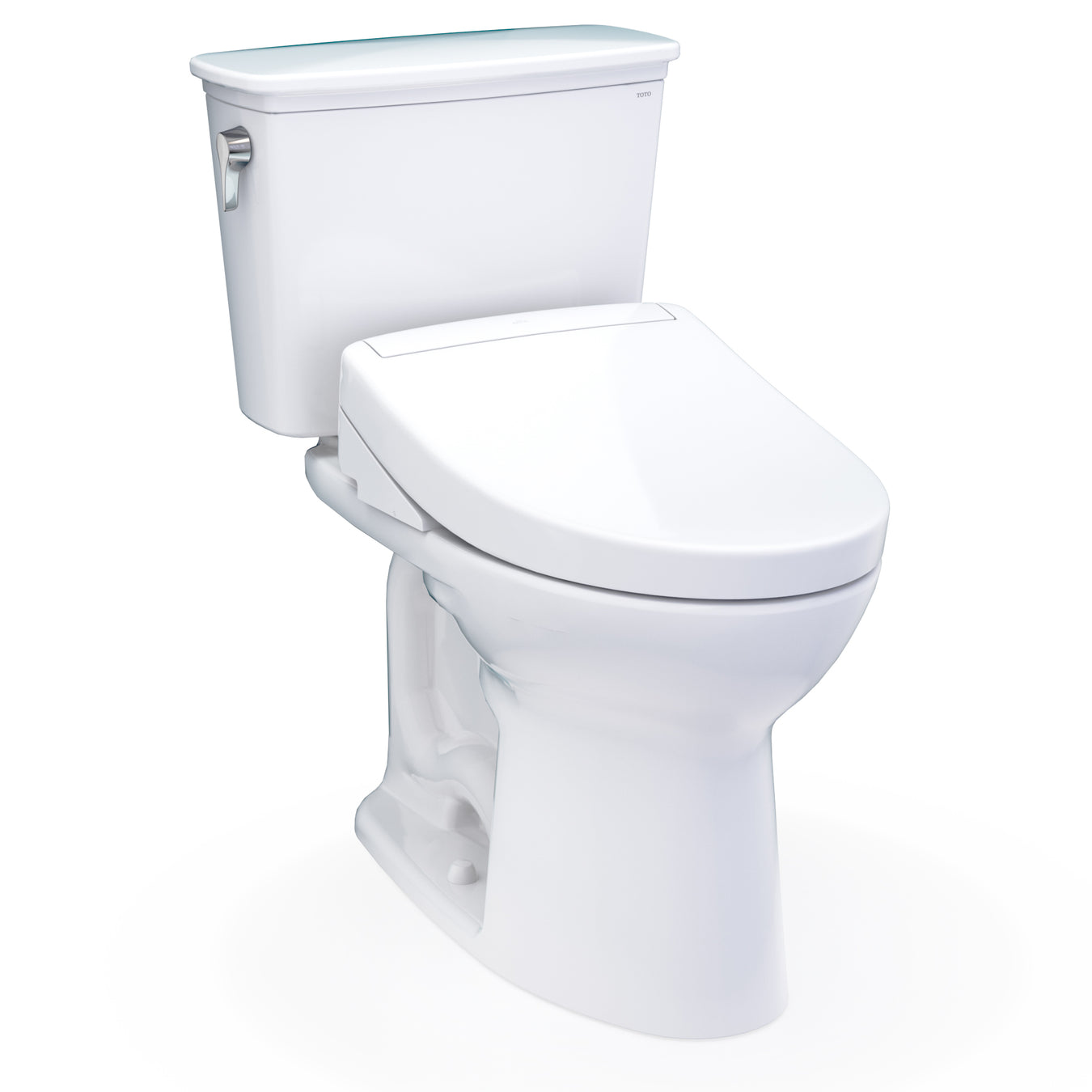 TOTO Drake Transitional Washlet+ Two-Piece Elongated 1.28 GPF Universal Height Tornado Flush Toilet with S5 Bidet Seat, Cotton White - MW7863446CEFG#01