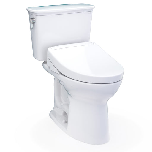 TOTO Drake Transitional Washlet+ Two-Piece Elongated 1.28 GPF Tornado Flush Toilet with S5 Bidet Seat, Cotton White - MW7863446CEG#01