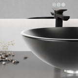 ANZZI LS-AZ905MB Amalfi Round Glass Vessel Bathroom Sink with Matte Black Finish