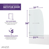 ANZZI SD-AZ8074-01CH Vensea Series 31.5" by 56" Frameless Hinged Tub Door in Chrome