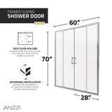 ANZZI SD-AZ15-01CH Enchant 70" x 60.4" Framed Sliding Shower Door in Chrome