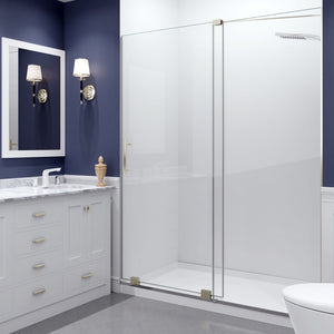 Longboat Series 60 in. x 76 in. Semi-Frameless Shower Door in Brushed Nickel