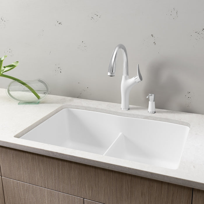 Blanco 442074 Diamond SILGRANIT 32" 50/50 Double Bowl Undermount Kitchen Sink in White
