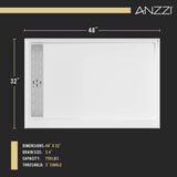 ANZZI SB-AZ103L ALEXANDER 48" x 32" Left Drain Shower Base in White