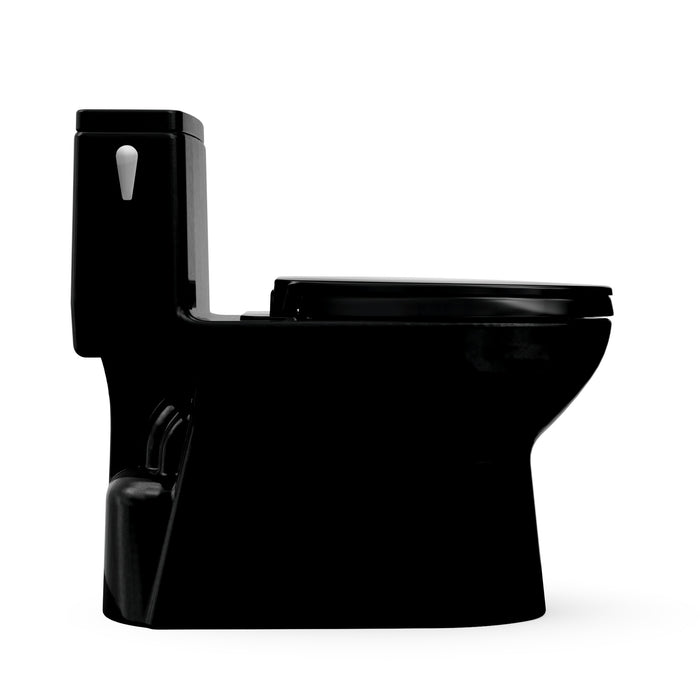 TOTO MS672124CEF#51 Redington One-Piece Elongated 1.28 GPF Universal Height Toilet with Seat, Ebony (Black)