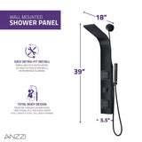 ANZZI SP-AZ078MB Aura 2-Jetted Shower Panel with Heavy Rain Shower & Spray Wand in Matte Black